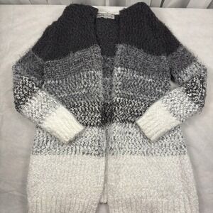 Absolutely Famous Hooded Zip Up Sweater Cardigan Woman's Large Eyelash Knit
